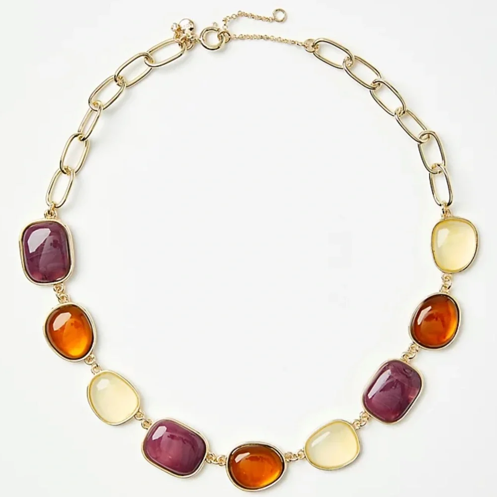 NWT Loft Mixed Stone Statement Necklace Perfect Plum - Picture 1 of 2